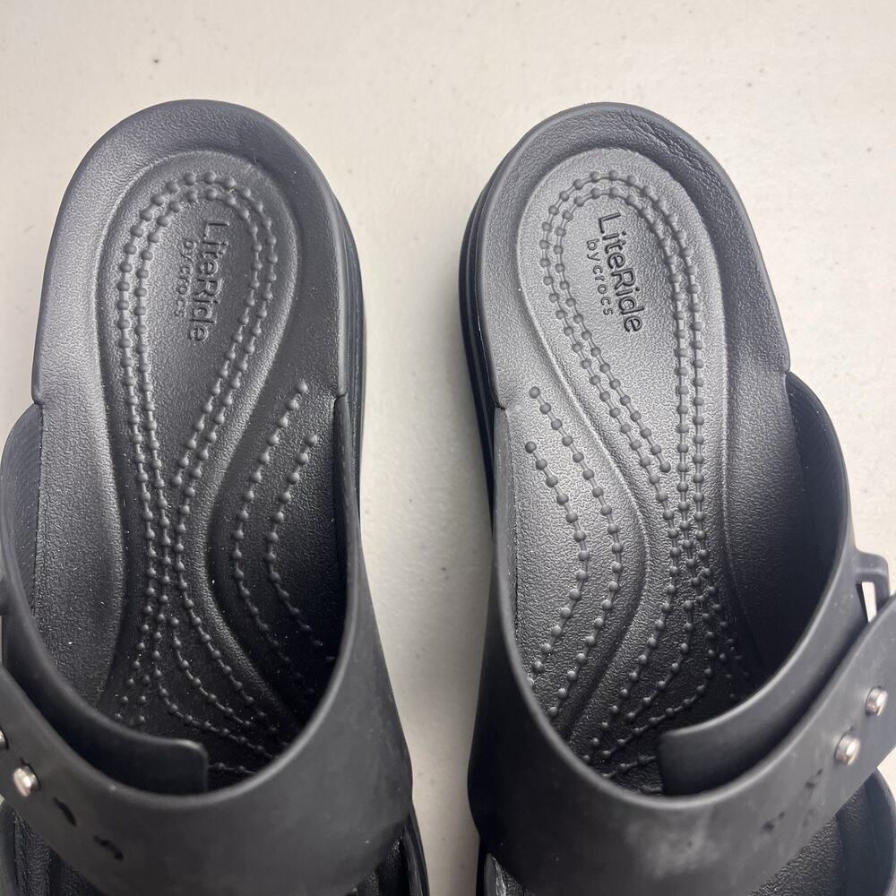 Crocs Brooklyn Low Wedge Platform Sandals Black Womens 6 LiteRide Comfort - Picture 16 of 16